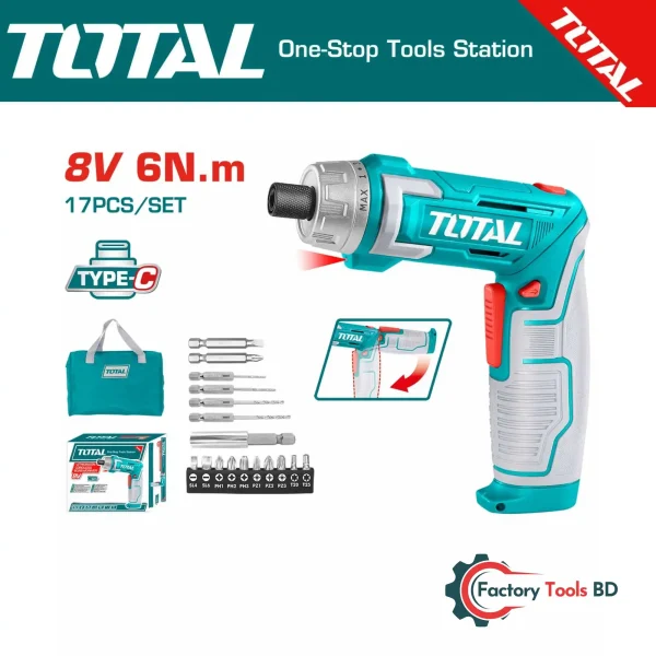 Li-ion Cordless Screwdriver (TSDLI0442) – 4V, Dual-Position Handle, 19-Piece Kit