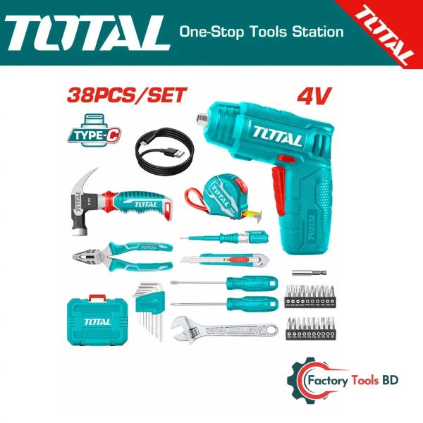 38-Piece Household Tools Set (THKTHP10386) – Complete DIY & Repair Kit