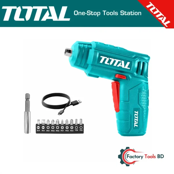 USB-C Rechargeable Screwdriver Kit (TSDLI0402)  | 4Nm Torque, 180 RPM, 10-Piece Bit Set & Magnetic Holder